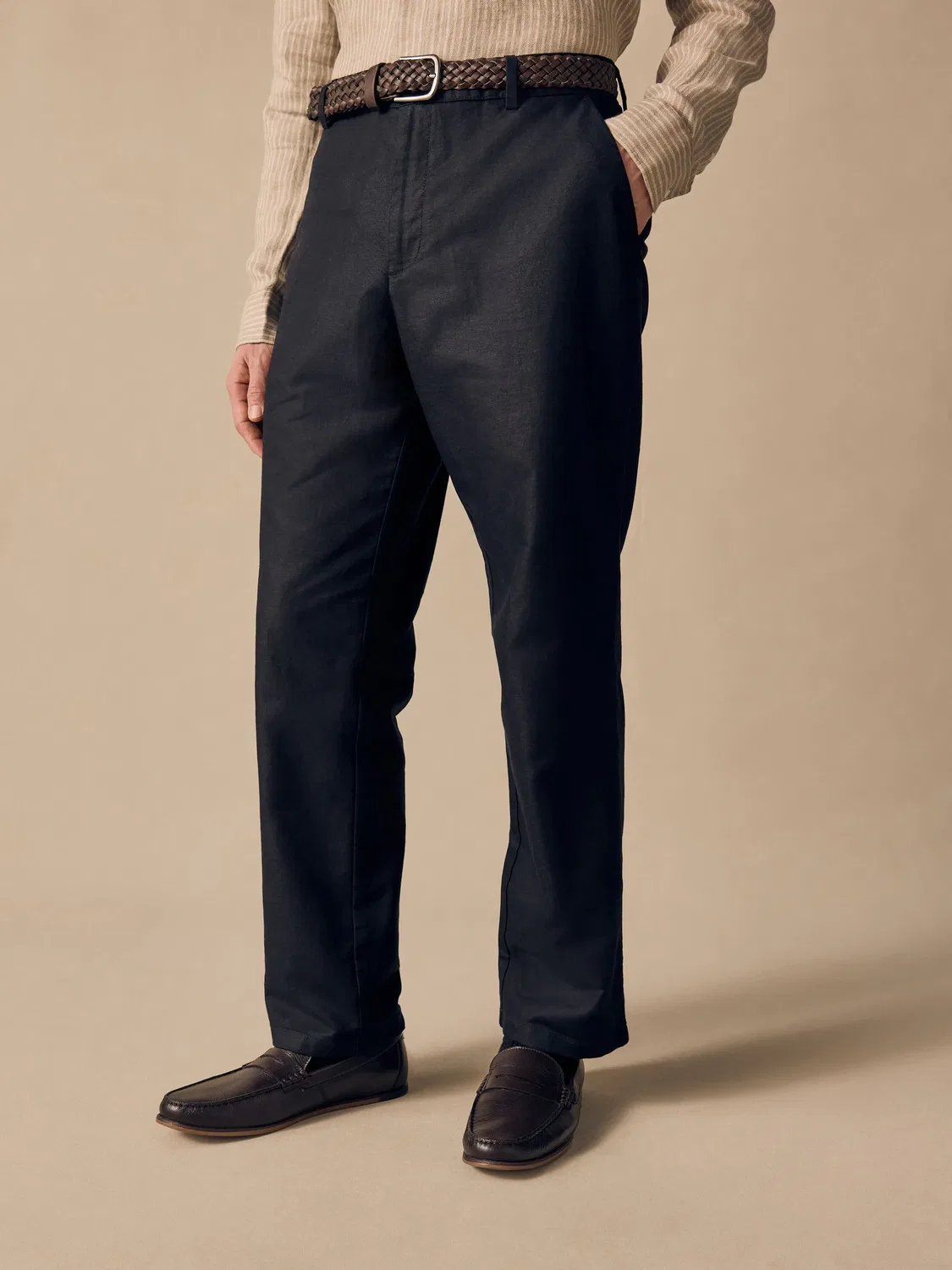 Брюки из льна и хлопка Regular Fit Next, черные