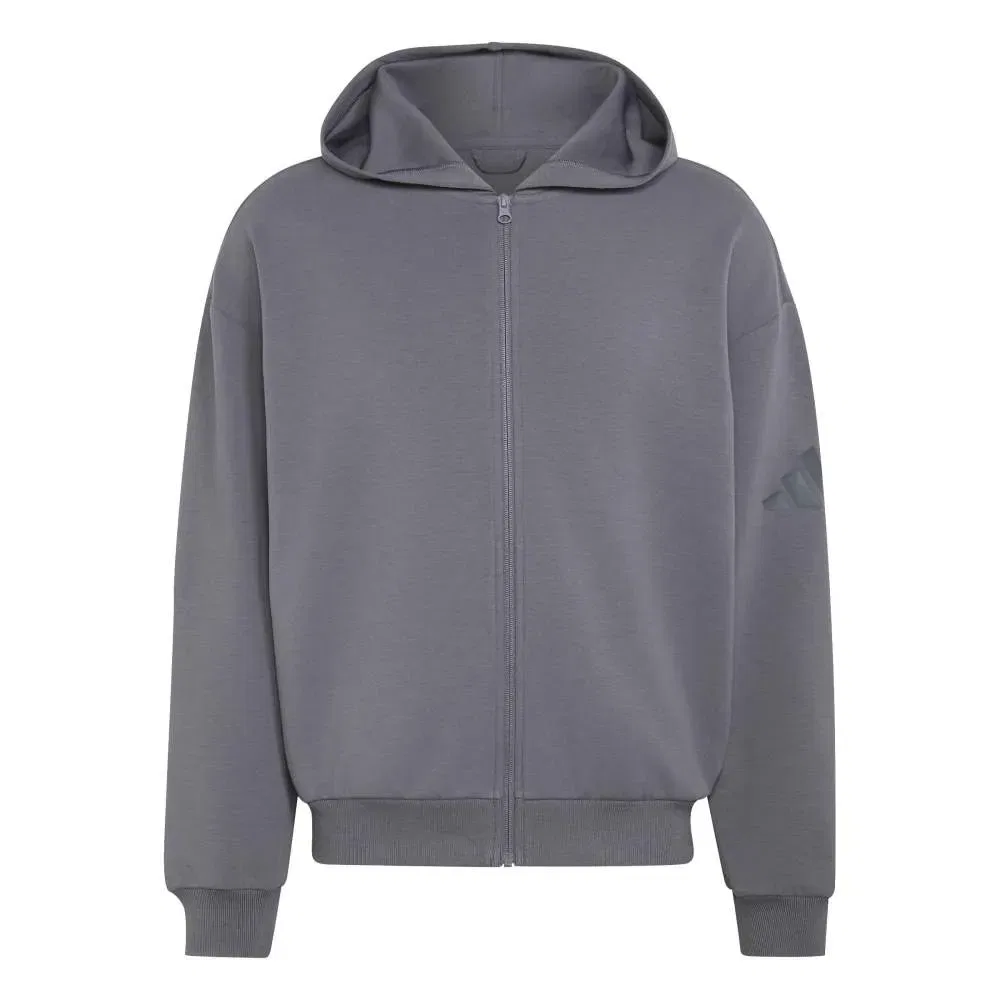 Худи на молнии Soft Lux Adidas, серый — фото 3