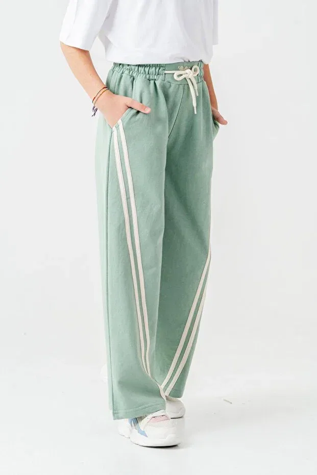 Детские спортивные штаны для девочек с широкой штаниной Mışıl Kids, Mint Green — фото 4