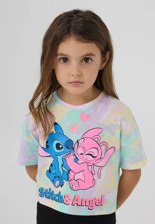 Футболка с принтом Coloured with stitch and - print t-shirt Terranova, розовый — фото 2