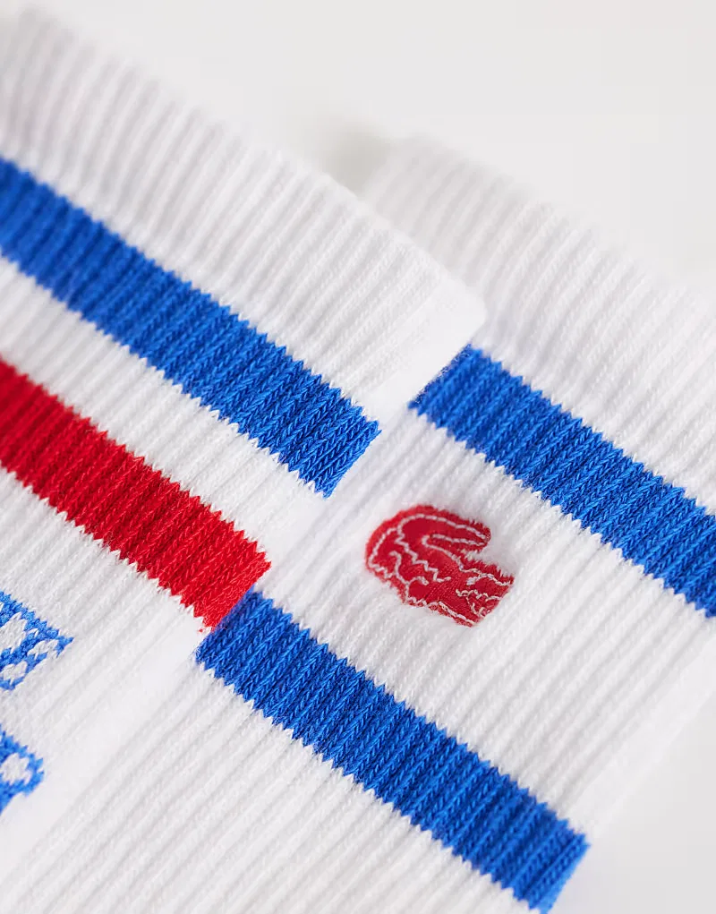 Носки спортивные с графикой 2 шт Lacoste, красный/белый — фото 3