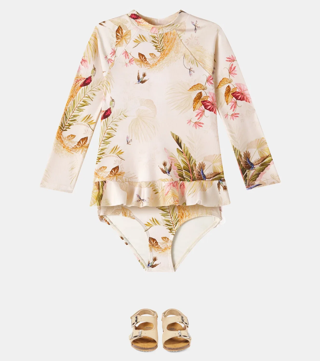 Топ-рашгард с оборками Zimmermann Kids, Cream Palm Floral — фото 2