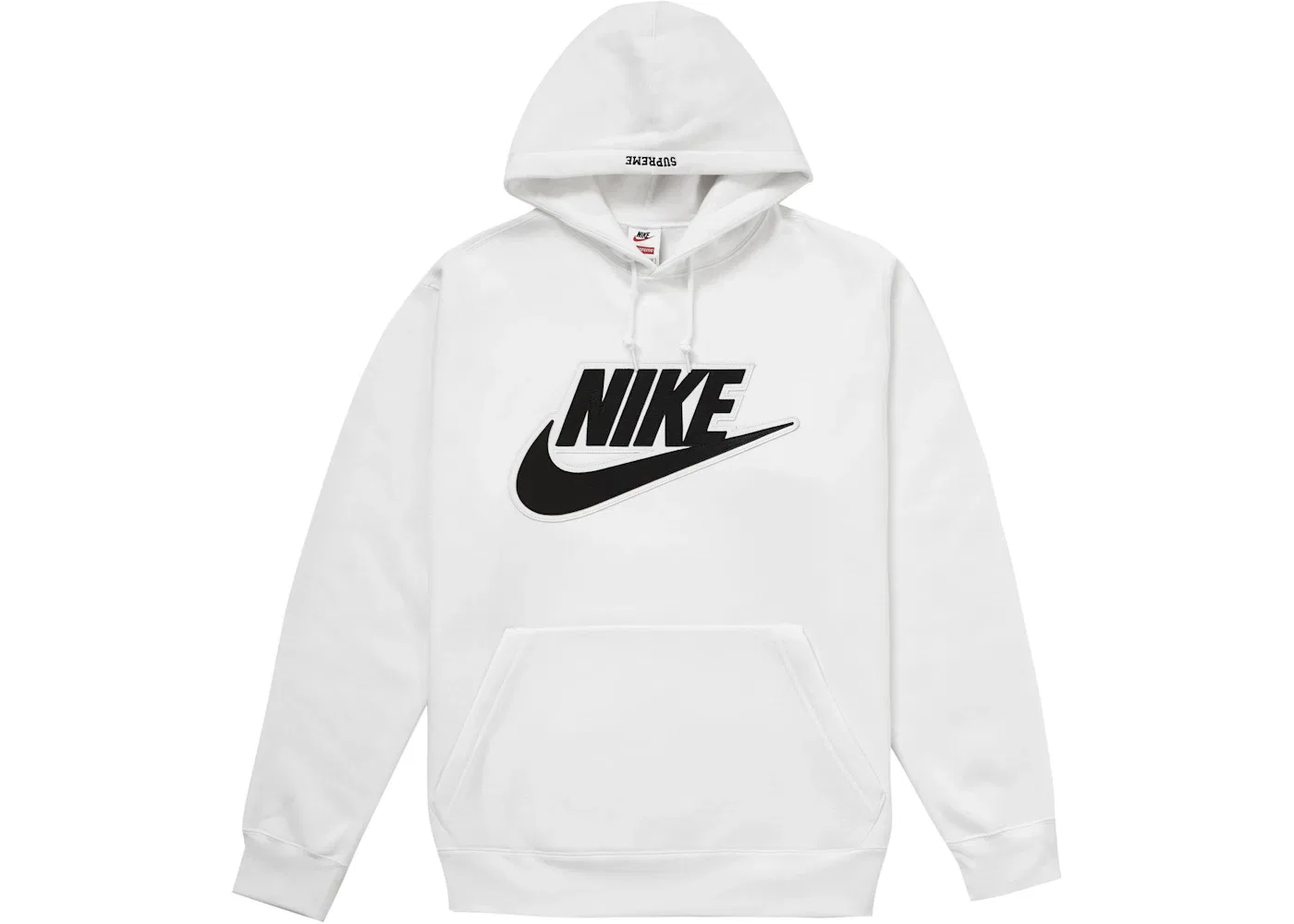 Мужской худи с кожаным аппликационным логотипом Supreme Nike, White