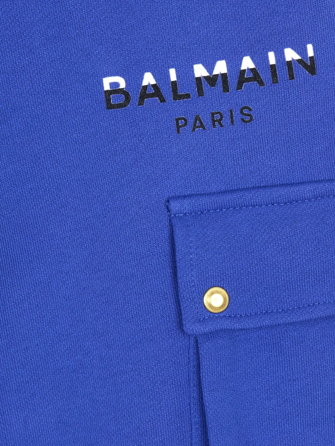 Штаны-треники с логотипом из хлопка Balmain, королевский синий — фото 3