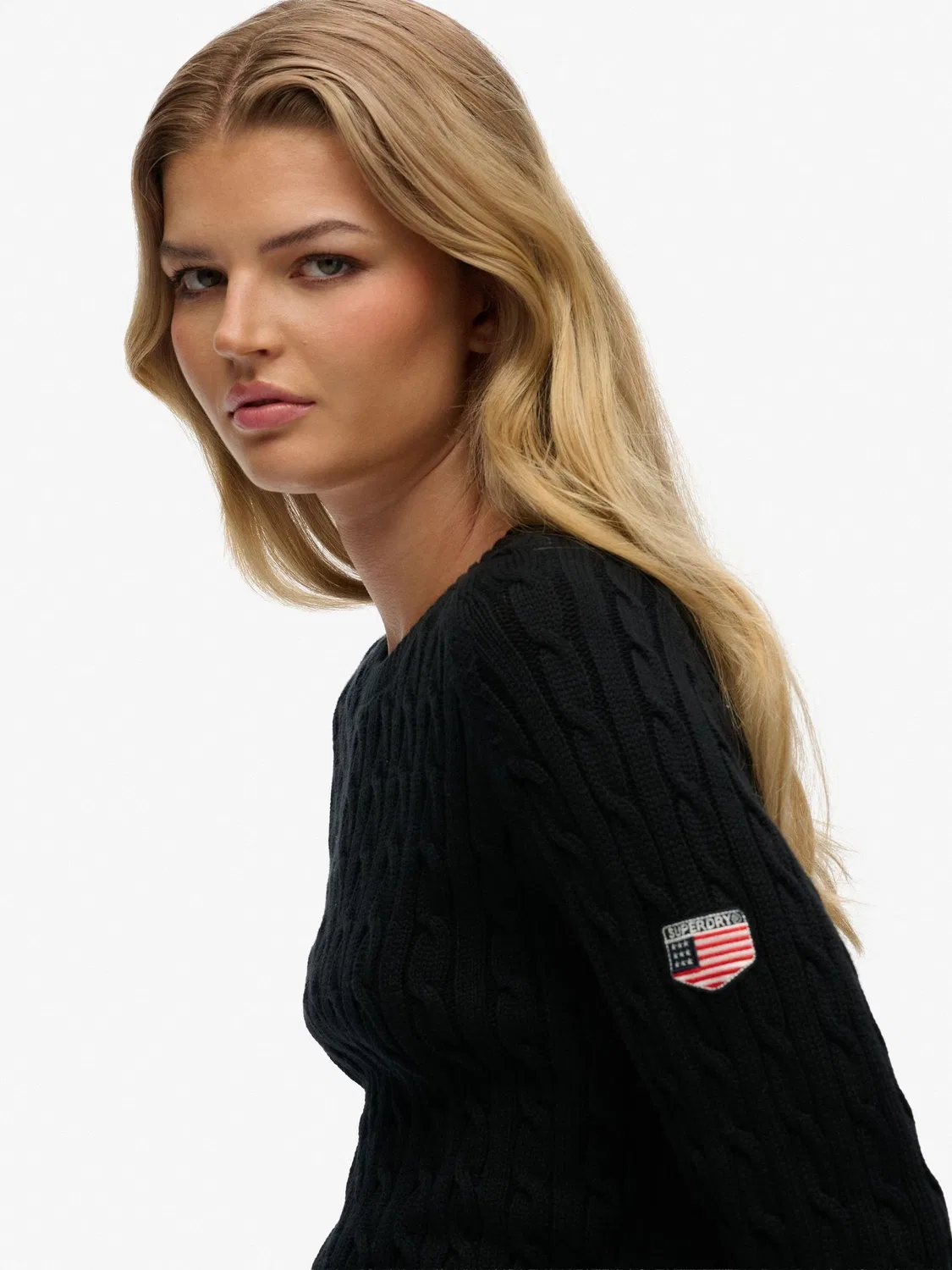 Джемпер свободного кроя Slouchy Cable Knit Superdry, черный — фото 4