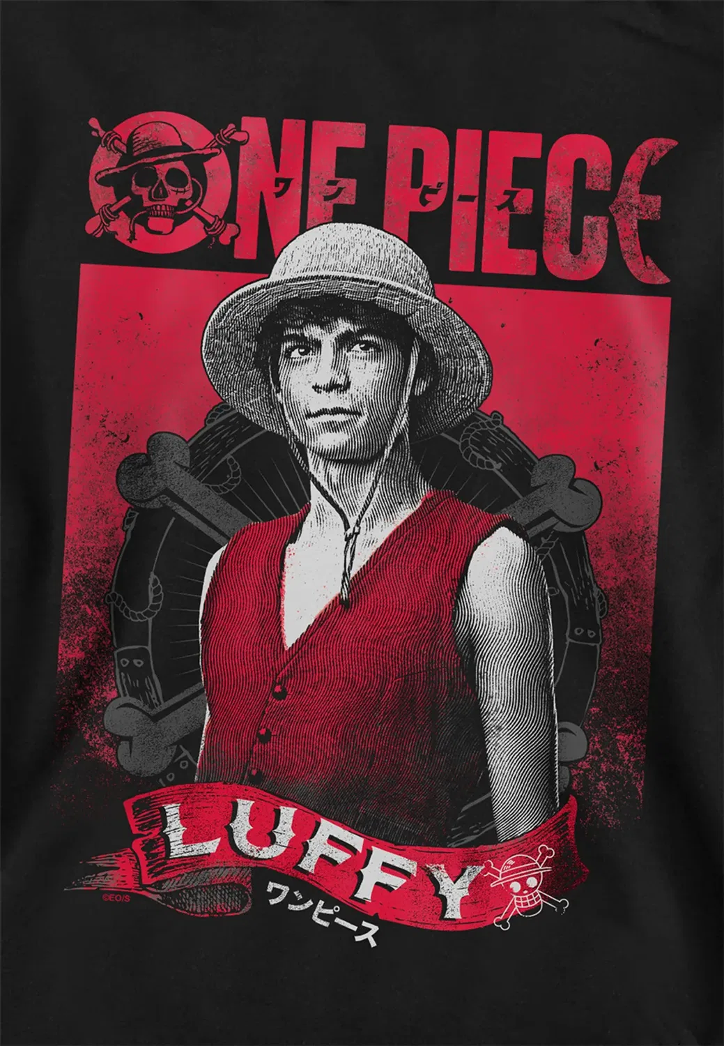 Детский худи с принтом Luffy, One Piece, Black — фото 2