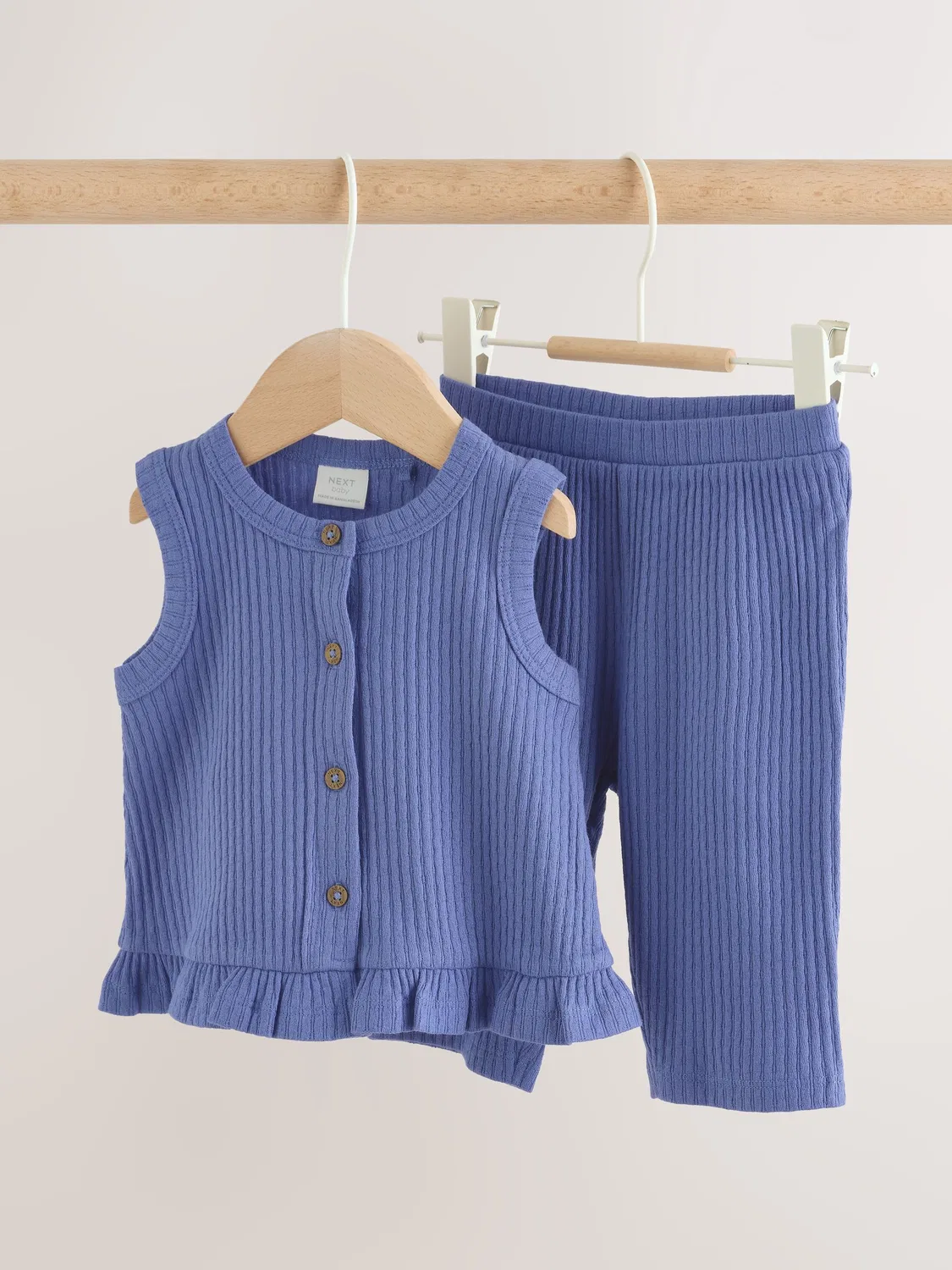 Комплект из топа и широких брюк, Blue Rib Next, голубой