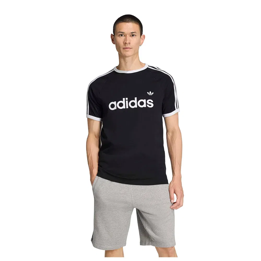 Мужская футболка с контрастной отделкой 3 Stripes Slim Ringer Adidas Originals, Black