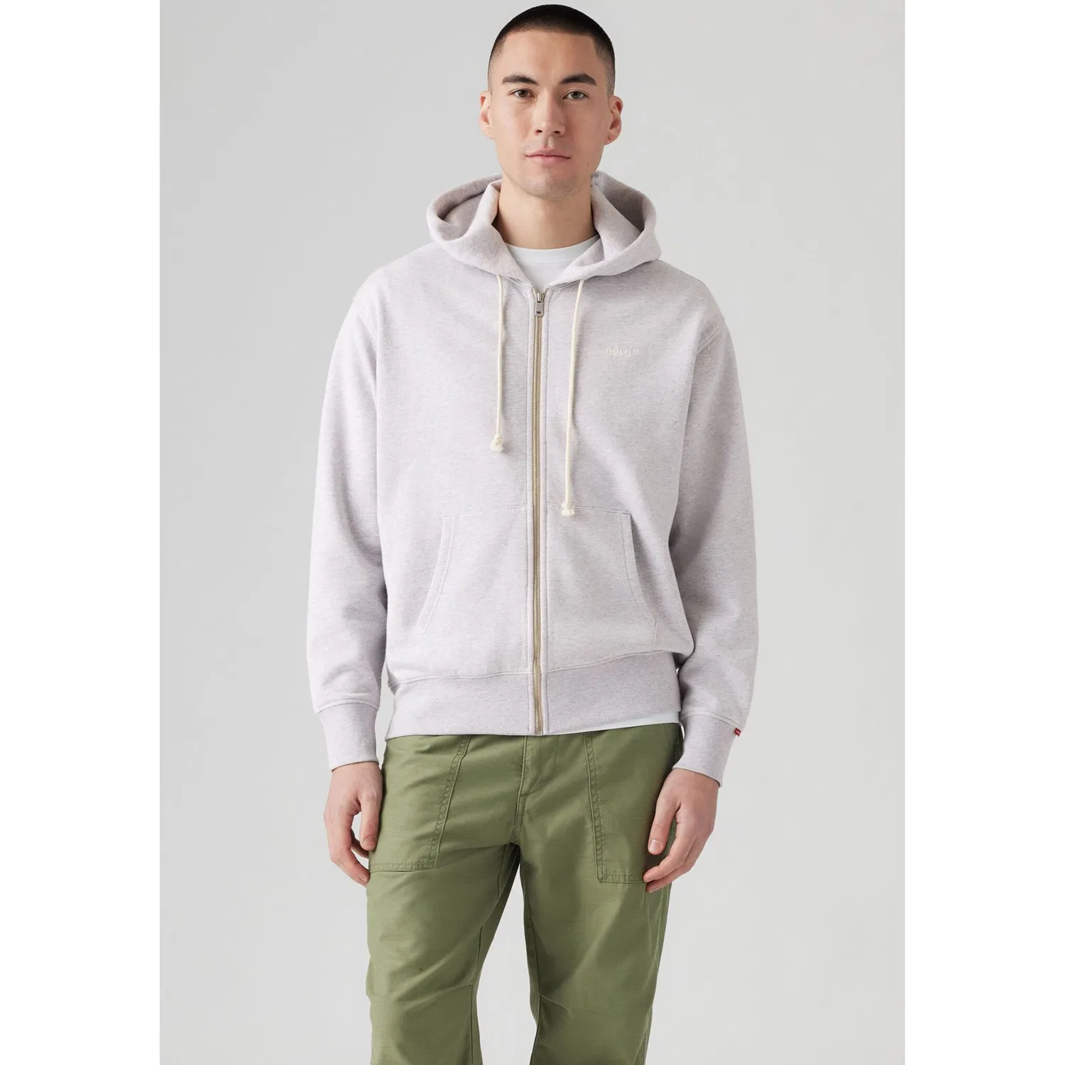 Мужская капюшонная толстовка из флиса с логотипом Levi's, Light Gray