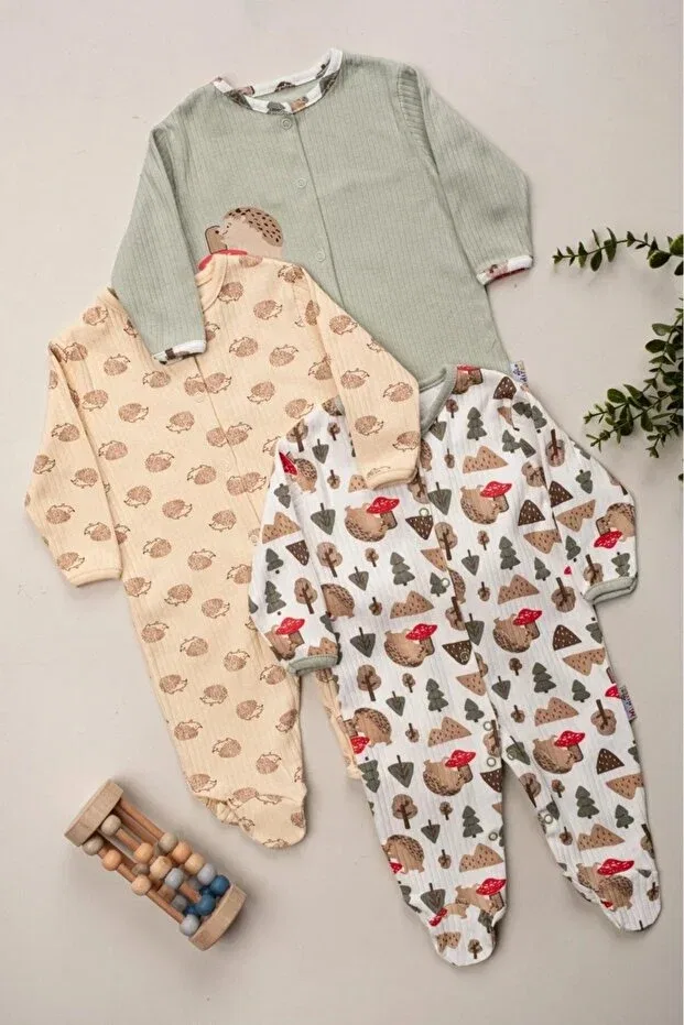 Детский комплект боди-комбинезонов с принтом Basics Enia Baby, Çok Renkli — фото 2