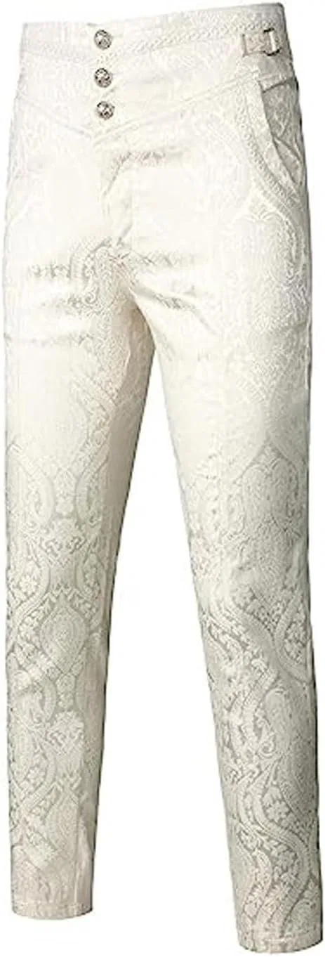 Мужские брюки с принтом Gothic Floral, Steampunk Victorian, белый