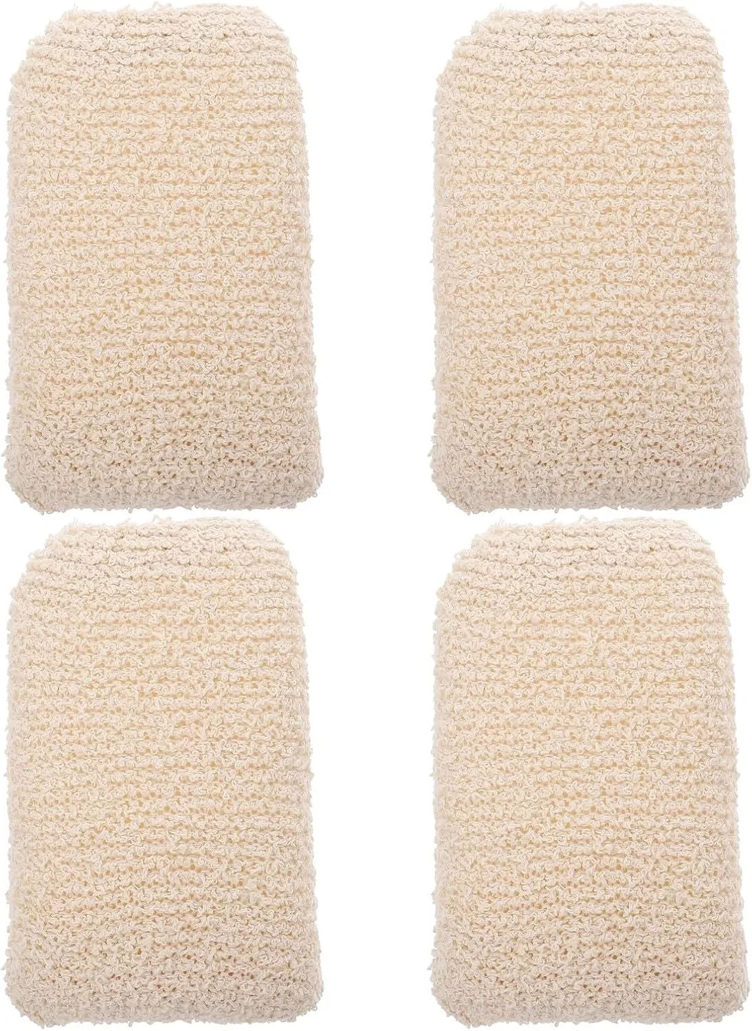 Детская мочалка из хлопка и льна Abaodam, 4 шт, 15x10x4 см, Бежевый