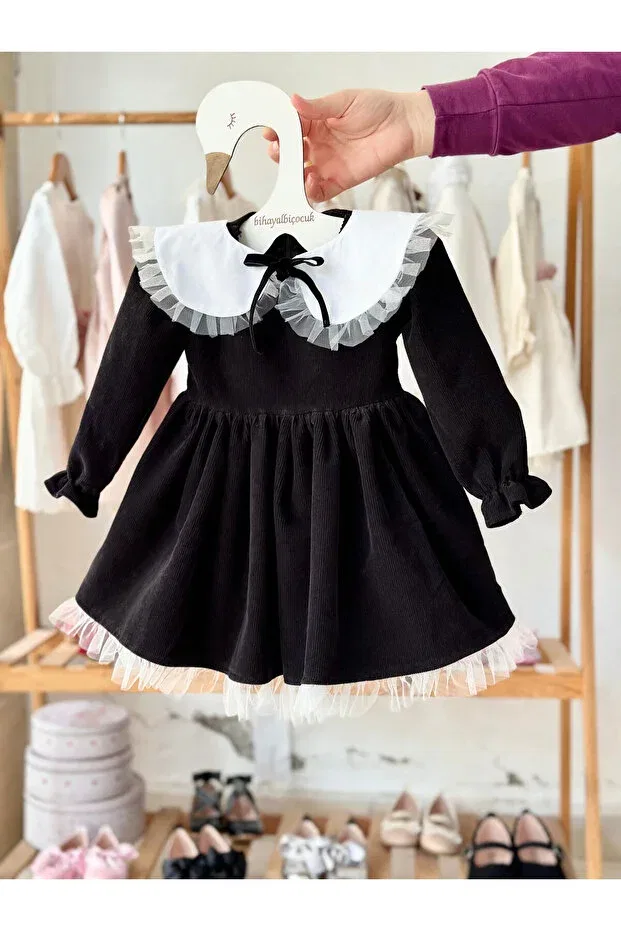 Детское платье для девочек длинное из тюля Bihayalbiçocuk, Black
