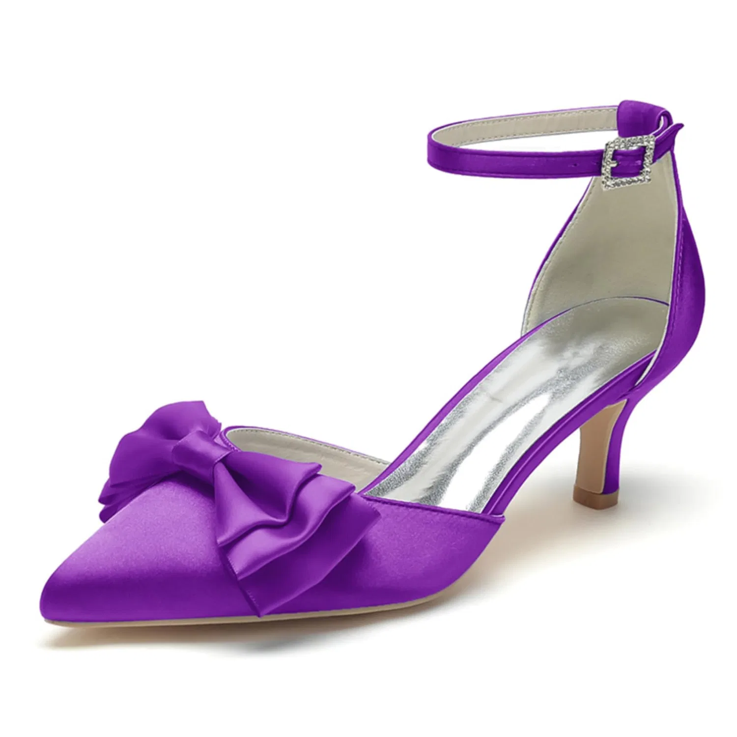 Детские туфли для девочек с бантом Kitten Heel Party Shoes, Dark Purple