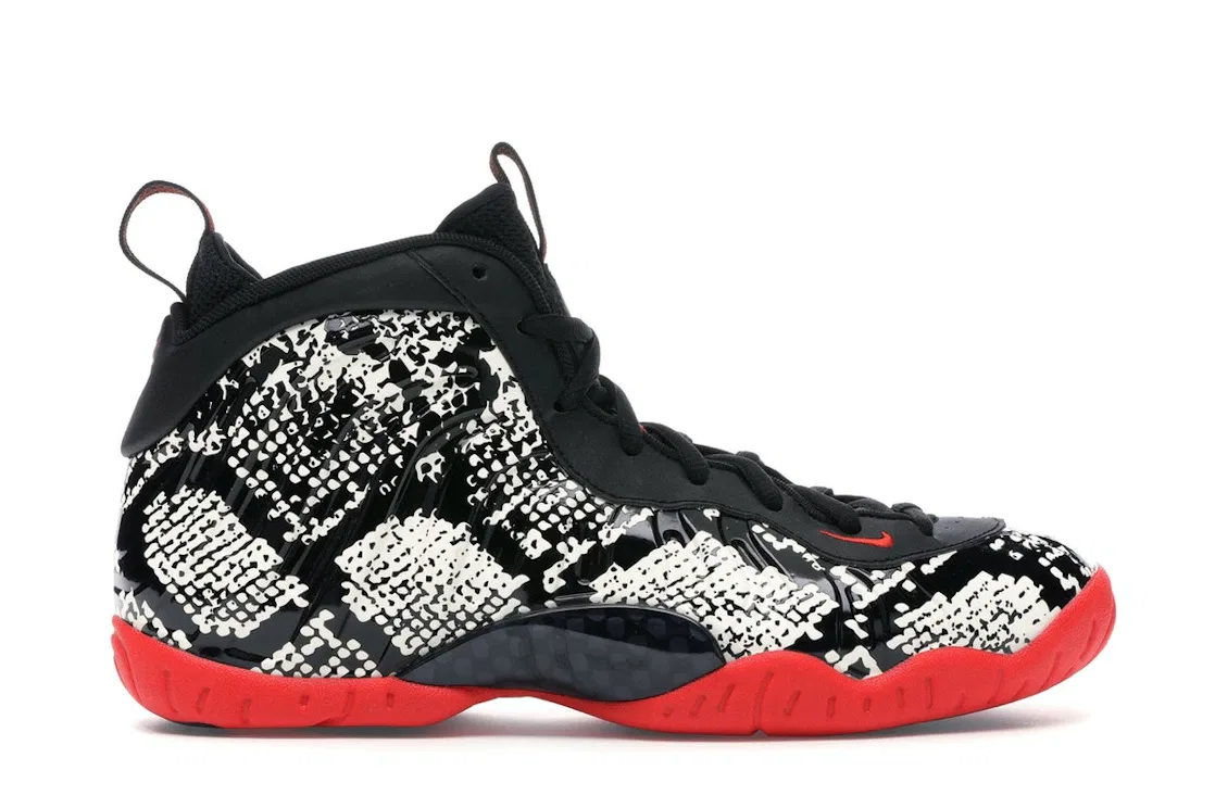 Детские кроссовки с змеиным принтом Nike Air Foamposite One, Sail/Habanero Red-Black