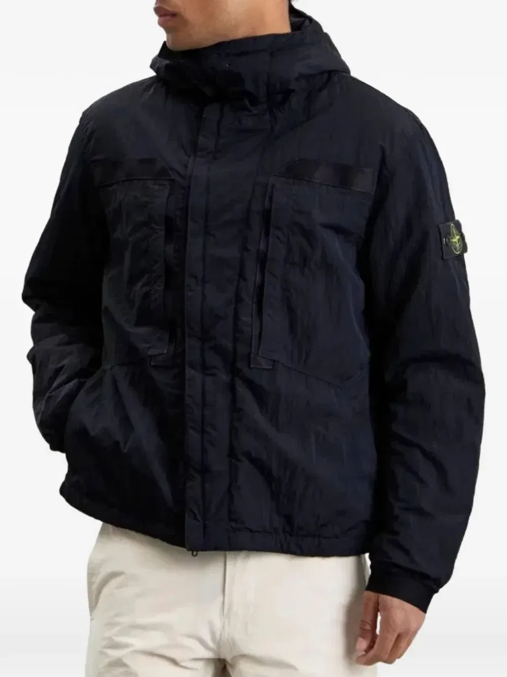 Куртка с капюшоном и нашивкой-логотипом Stone Island, синий
