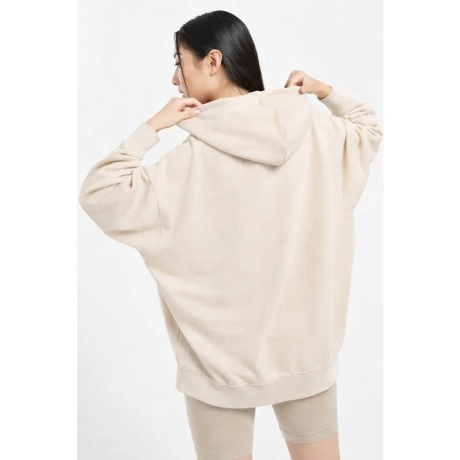 Женский худи-оверсайз с капюшоном Nike Sportswear Essentials Oversize Fleece Full Zip, Кремовый — фото 2