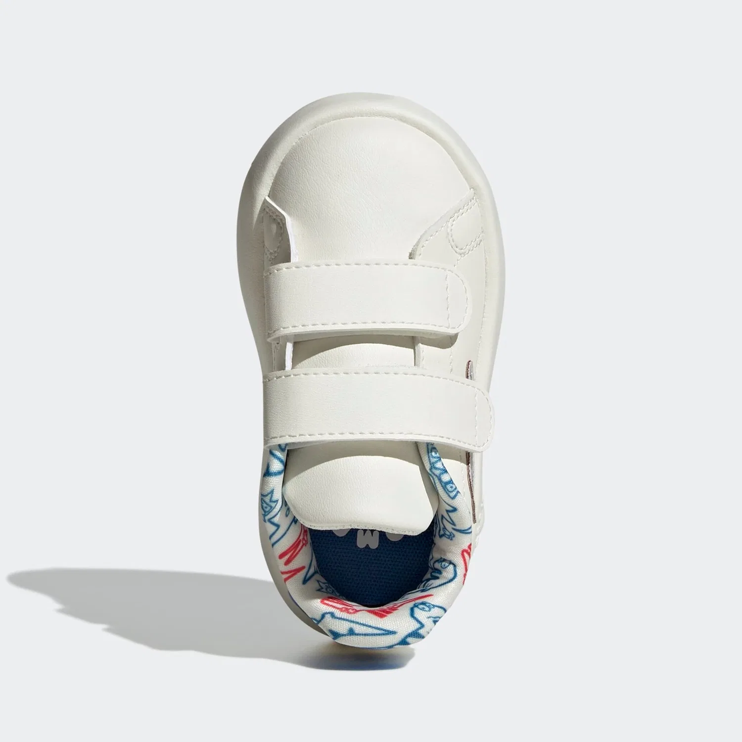 Детские кроссовки с динозаврами Adidas Sportswear, Off White / Bright Royal / Semi Lucid Red — фото 4