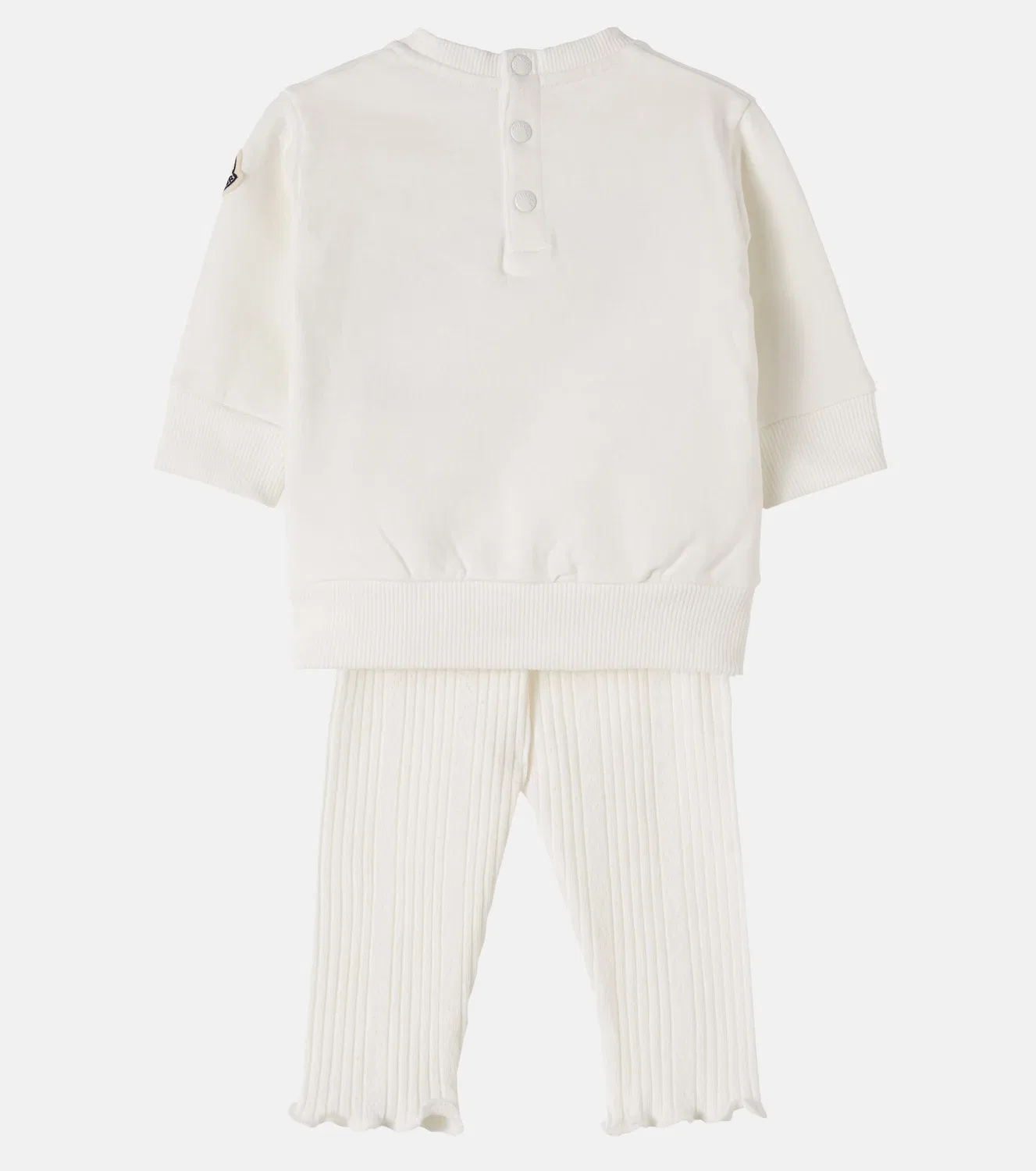Комплект из свитшота и брюк из смесового хлопка Moncler Enfant, белый — фото 3