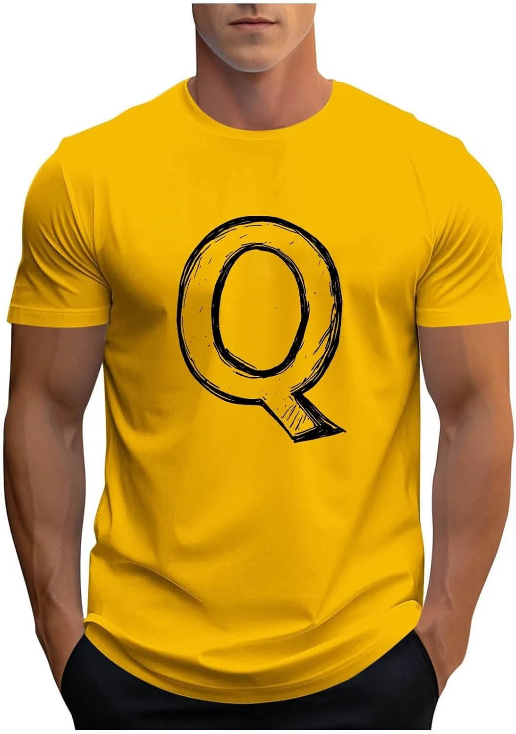 Мужская футболка с буквой Q, Summer Cotton Varsity Jersey, Yellow