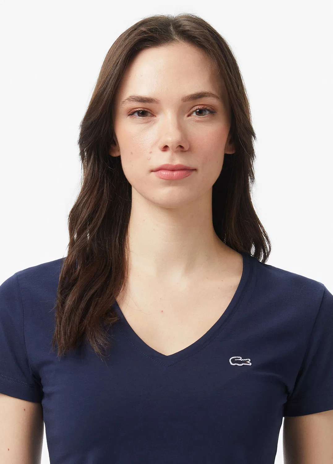Футболка Lacoste V-образный вырез Slim Fit, темно-синяя — фото 2