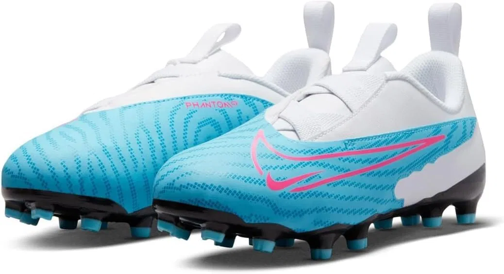 Детские футбольные бутсы для мальчиков с технологией NikeSkin Jr Phantom Gx Academy Fg/Mg NIKE, Baltic Blue Pink Blast White Laser Blue — фото 2