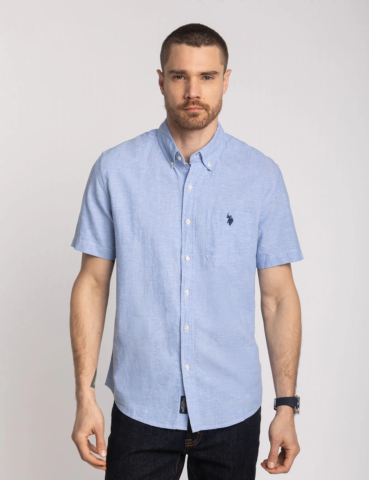 

Рубашка U.S. Polo Assn Short Sleeve Soft Linen Blend, синий