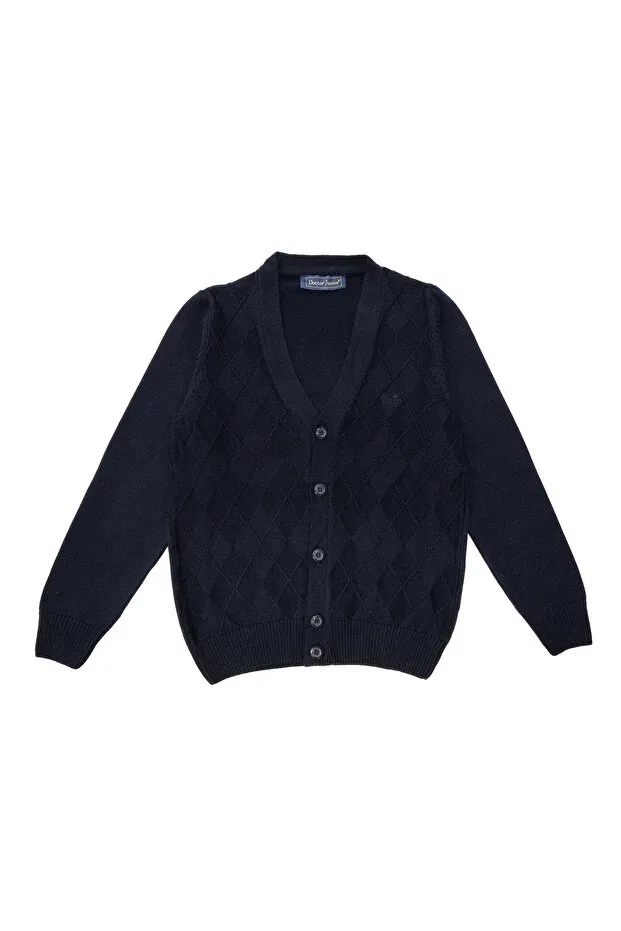 Детский кардиган с ромбовидным узором Doctor Junior, Navy Blue — фото 2