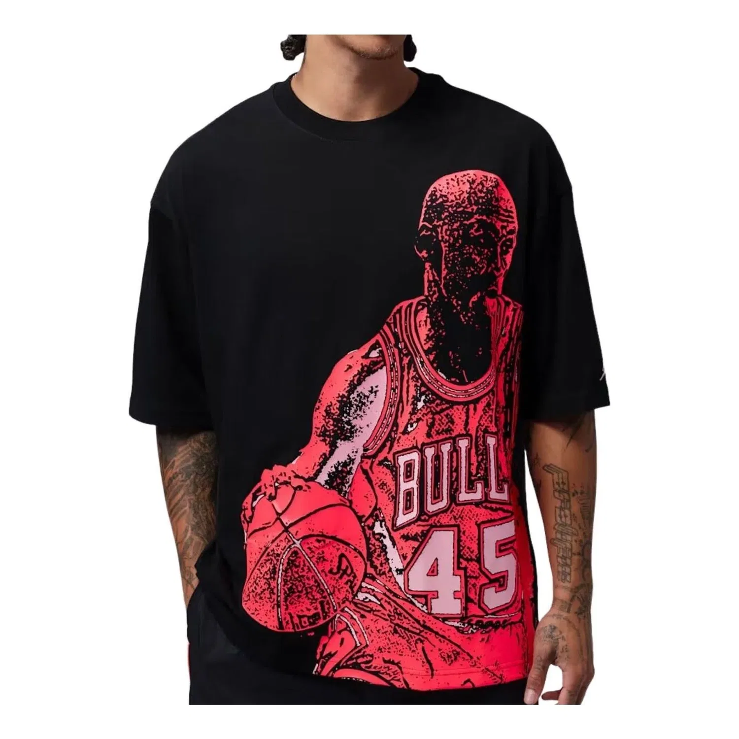 Мужская футболка с принтом Jordan Sport Dri-FIT Graphic T-Shirt Black Hot Punch, черный