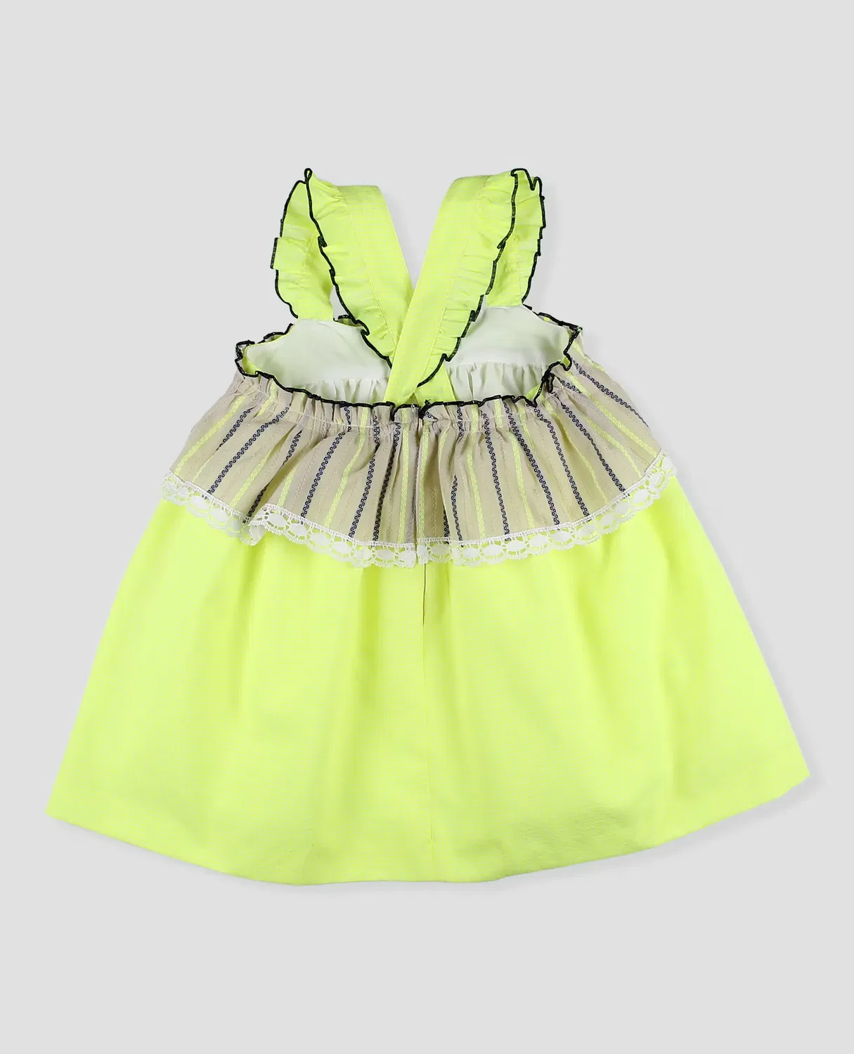 Детское платье для девочек с воланами Vichy Fluor Foque, Amarillo Flúor — фото 2