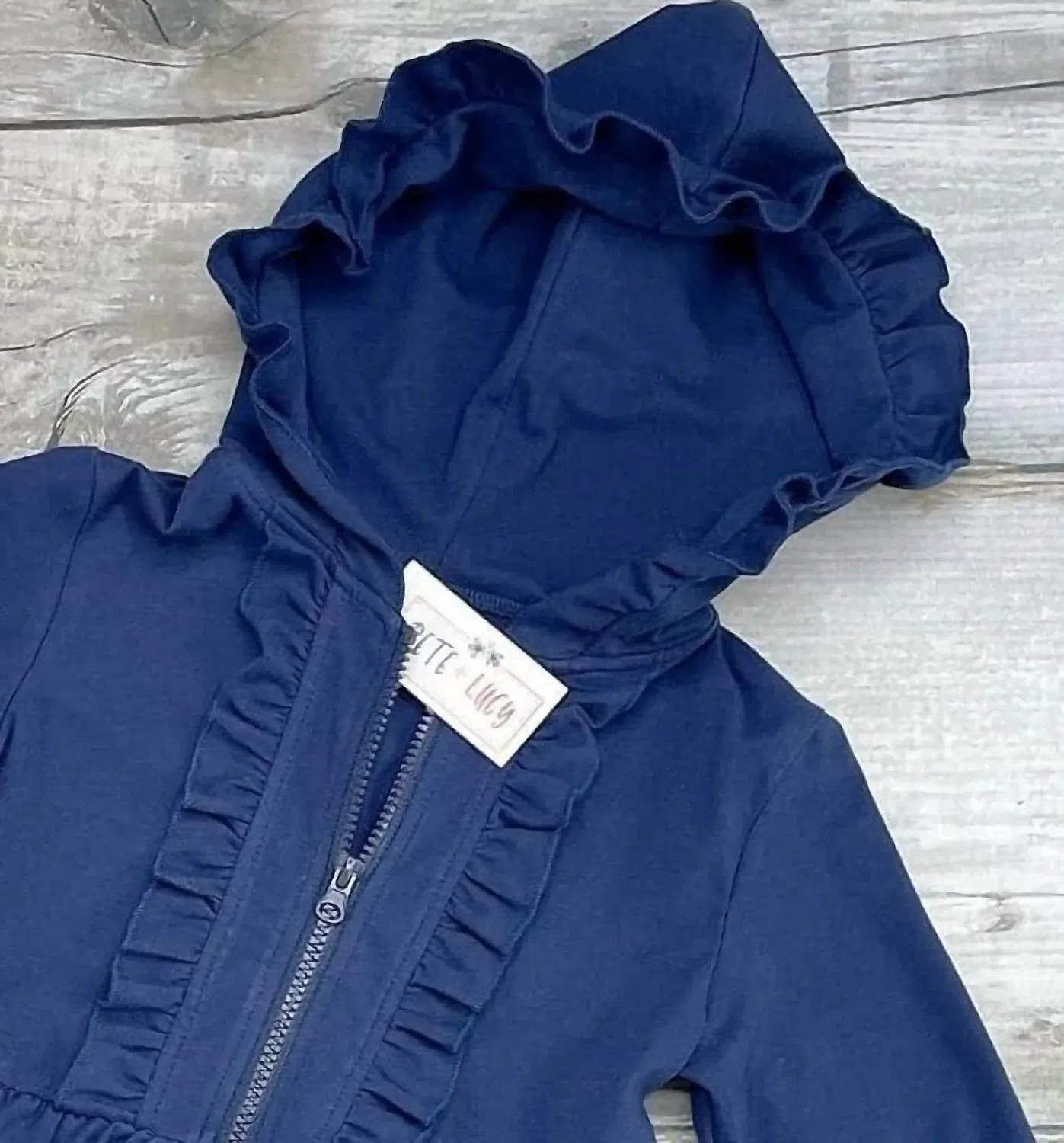 Детское худи для девочек с воланами на молнии Pete + Lucy, Navy Blue — фото 2