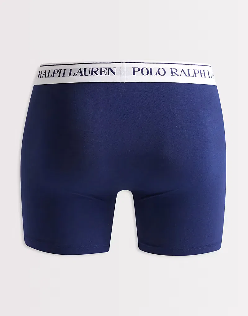 Боксеры-брифы хлопковые стретч 3 шт Polo Ralph Lauren, темно-синий — фото 2