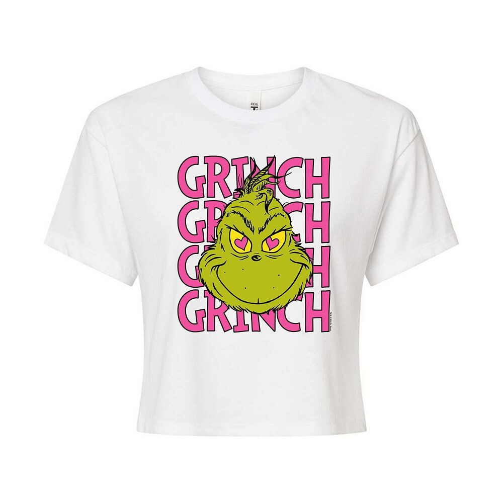 

Розовая укороченная футболка Dr. Seuss Grinch для юниоров Licensed Character, белый