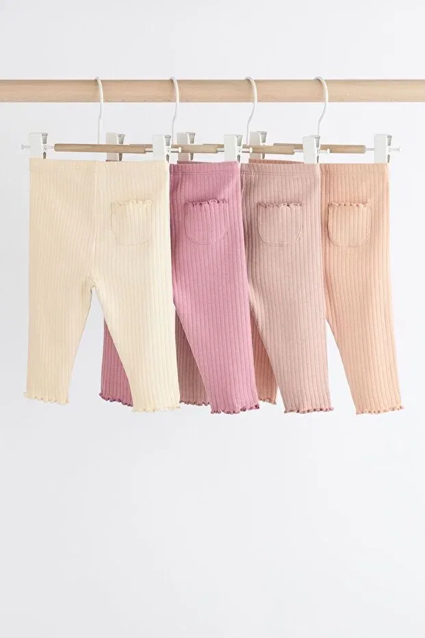 Детские леггинсы хлопковые комплект 4 шт Next Baby, Pink — фото 2