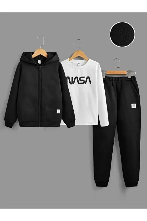 Детский спортивный комплект для девочек с принтом Novibe, Black
