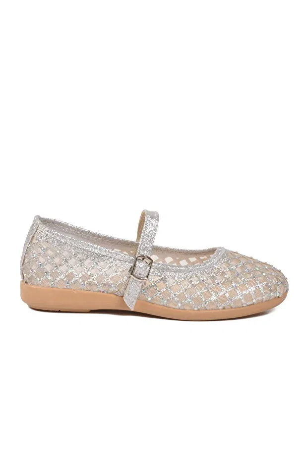Детские балетки для девочек с коротким каблуком Ayakmod, Silver