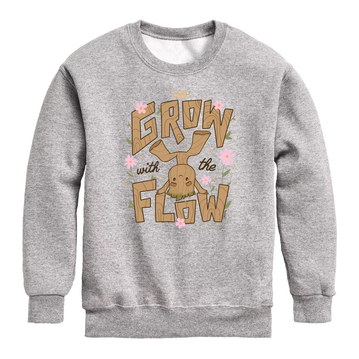 Детский свитшот с принтом Guardians Of The Galaxy - Grow With The Flow, Athletic Heather
