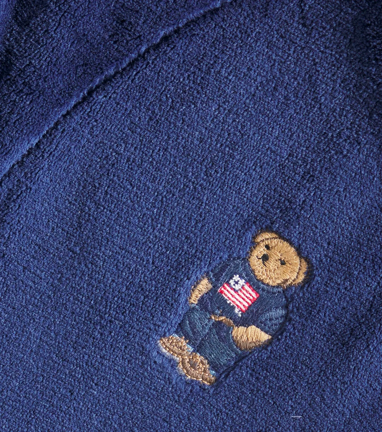 Махровый халат с мишкой Polo Ralph Lauren Kids, синий — фото 2
