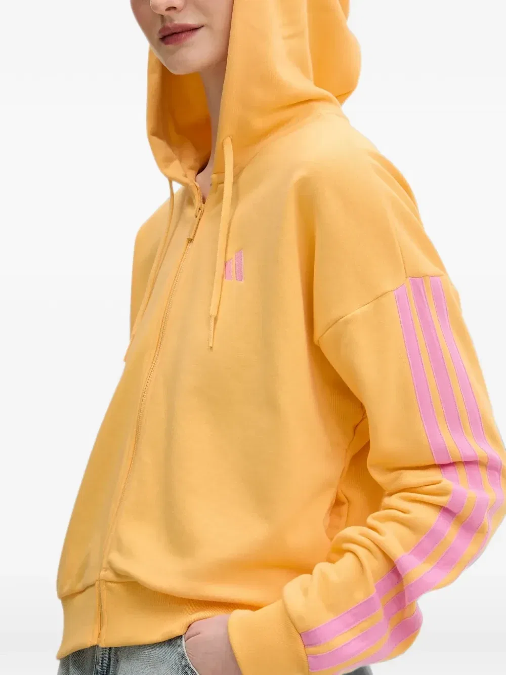 Худи на молнии с вышитым логотипом Adidas, оранжевый — фото 4
