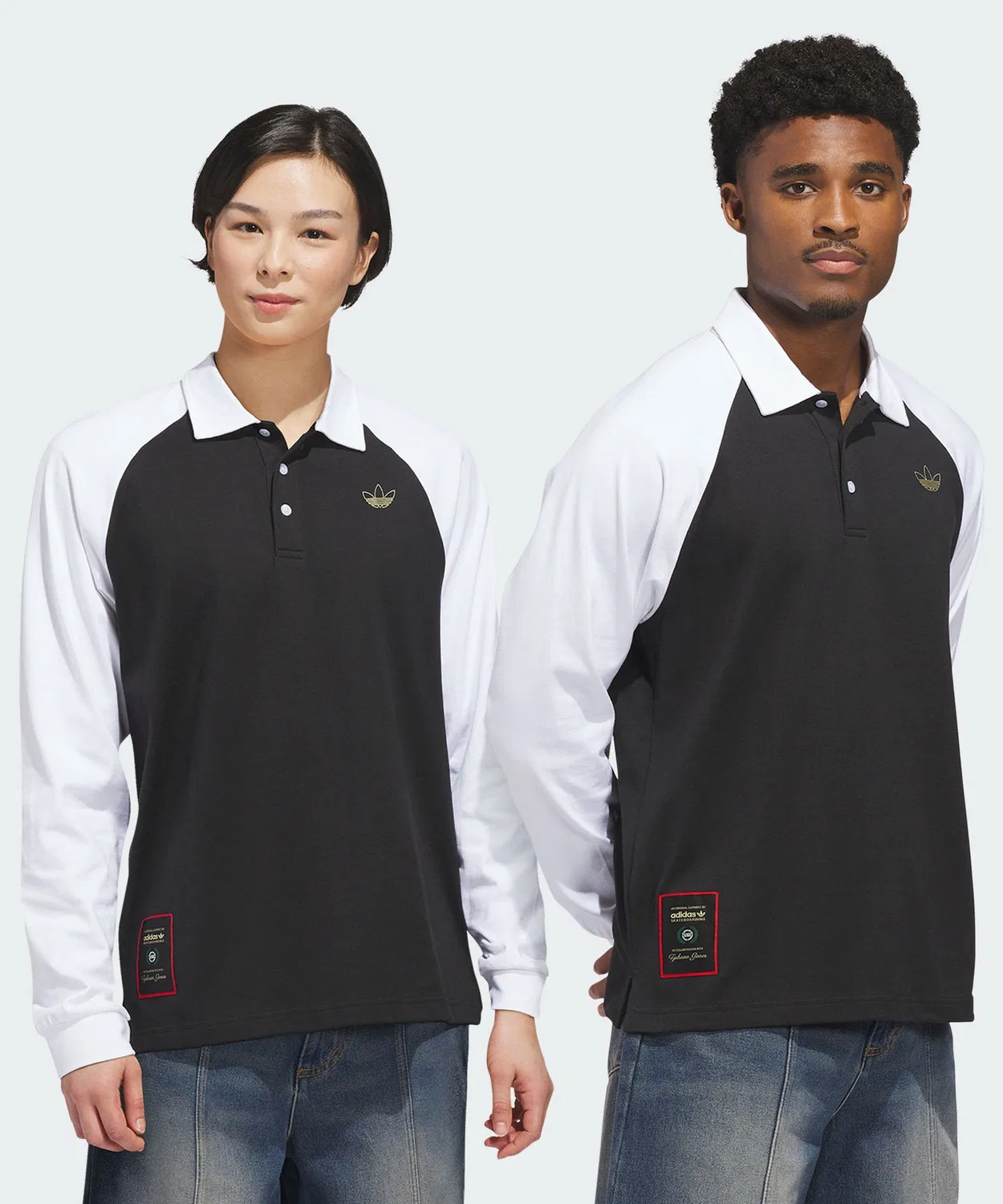 Мужская рубашка-поло свободного кроя с длинным рукавомAdidas Originals, Black