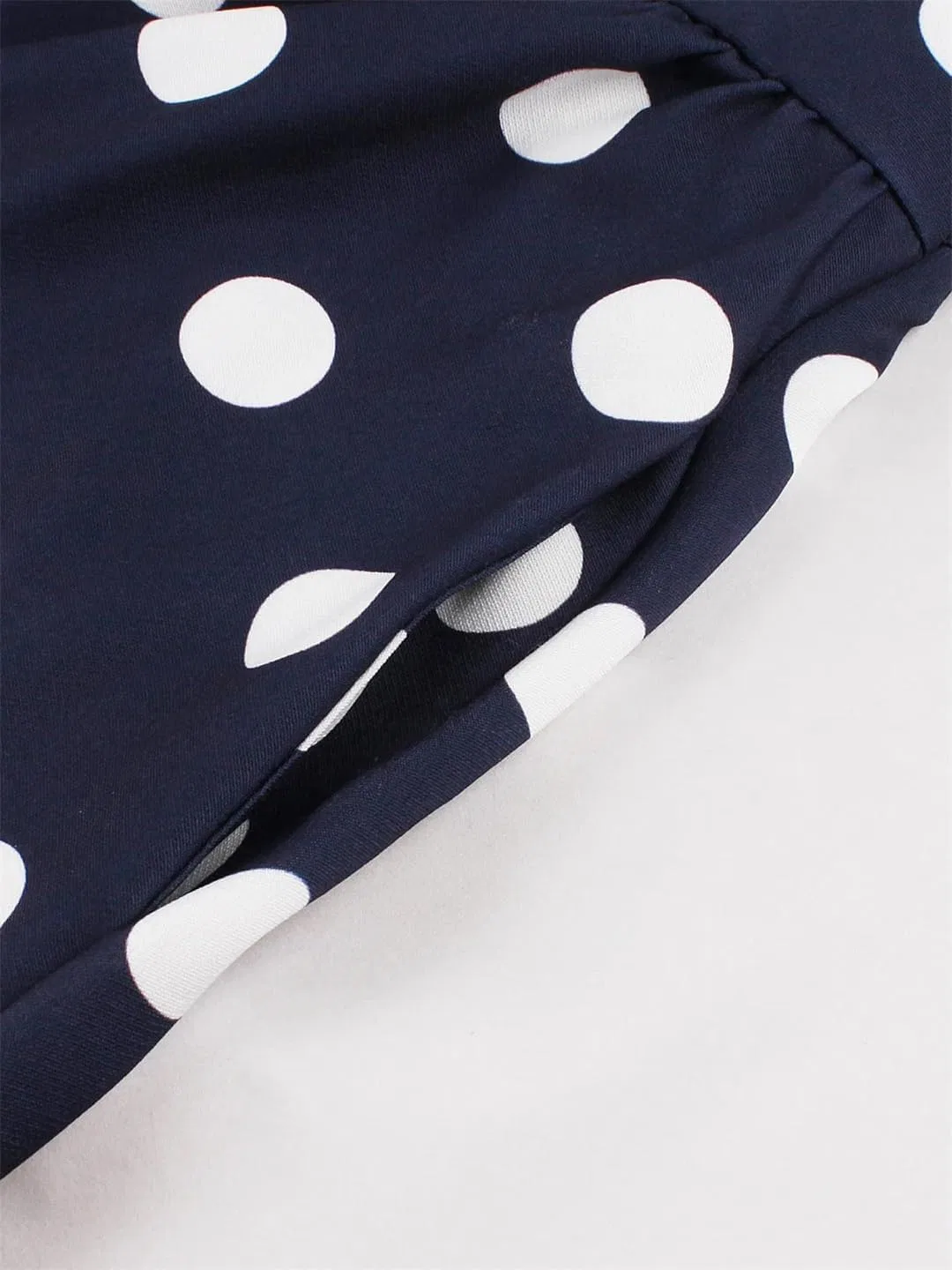 Женское платье миди в горошек с круглым вырезом, Navy Blue — фото 4