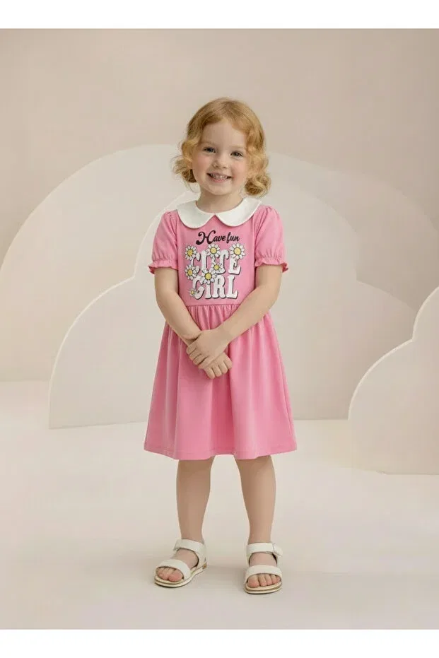 Детское платье для девочек с цветочным принтом Esila Kids, Pink