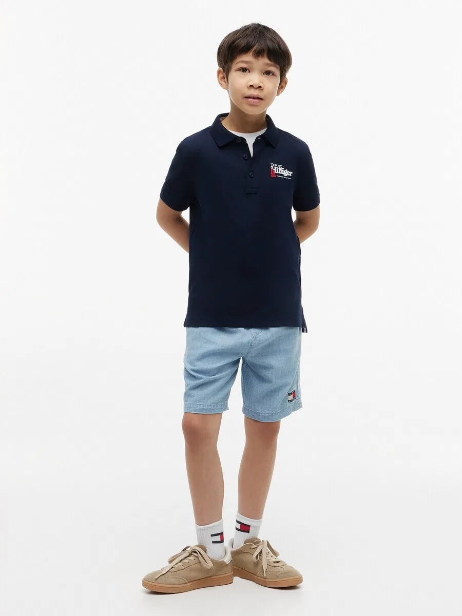 Рубашка TOMMY HILFIGER "Стандартный крой, графическая вышивка" темно-синего цвета — фото 4