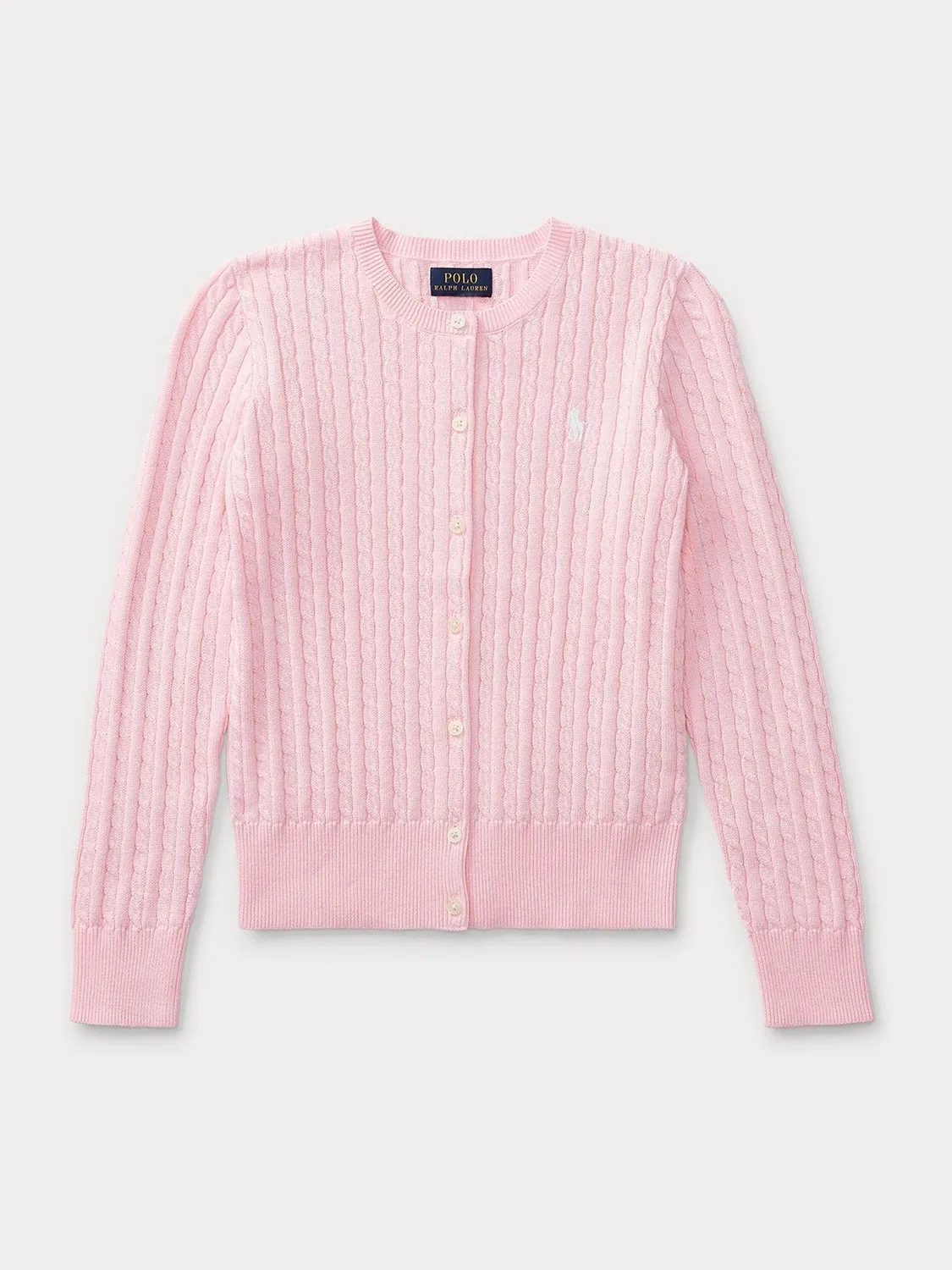 Кардиган вязаный, модель Cable Knit Polo Ralph Lauren, розовый — фото 4