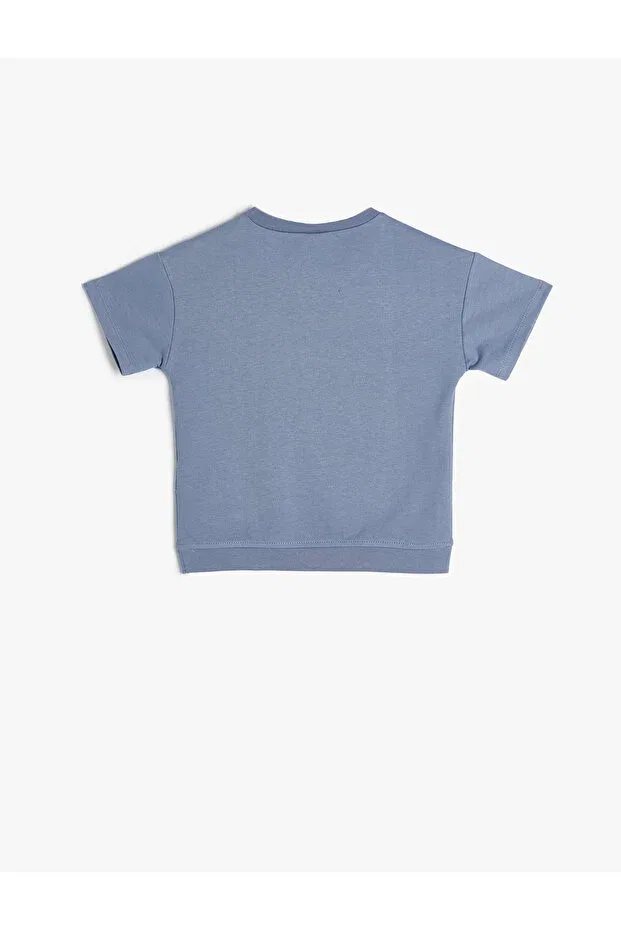 Детская футболка с принтом Slogan printed t-shirt short sleeve crew neck cotton Koton, Blue — фото 2