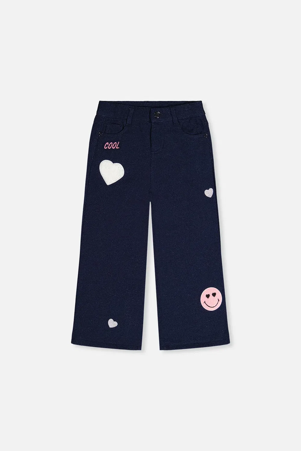 Детские брюки из футера с аппликациями Deux par Deux, Navy Blue Denim