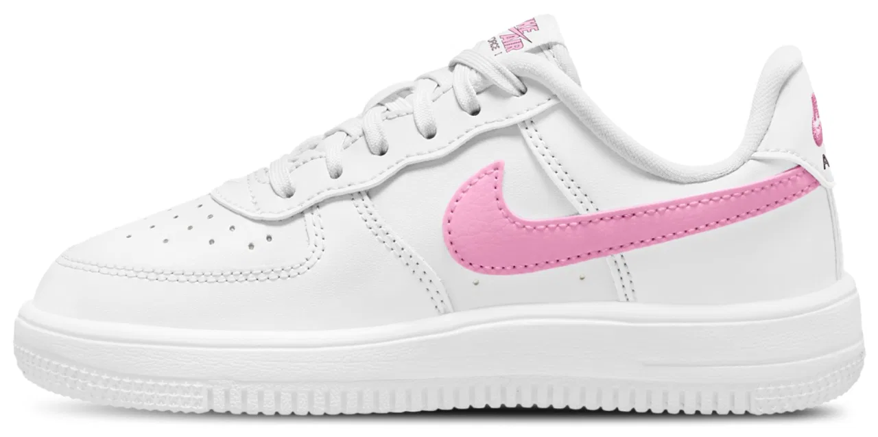 Детские кроссовки для девочек с кожаным верхом Nike Air Force 1 Low Lace, White Pink — фото 2