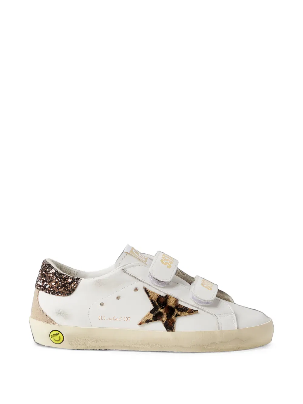 Кроссовки детские с леопардовым принтом Old School Golden Goose Kids, белый — фото 2