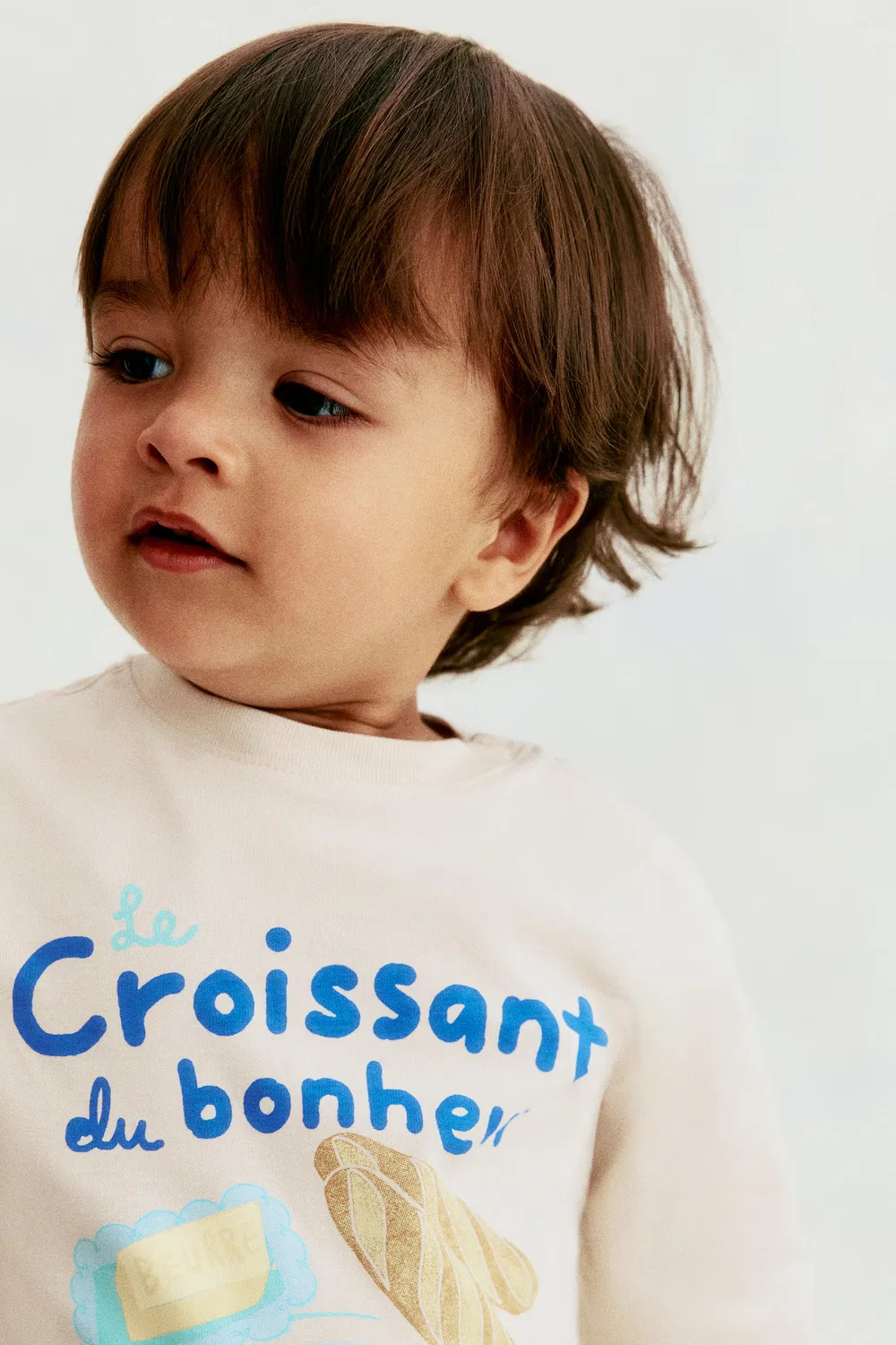 Хлопковая футболка с длинными рукавами H&M, Hellbeige/Croissant — фото 2