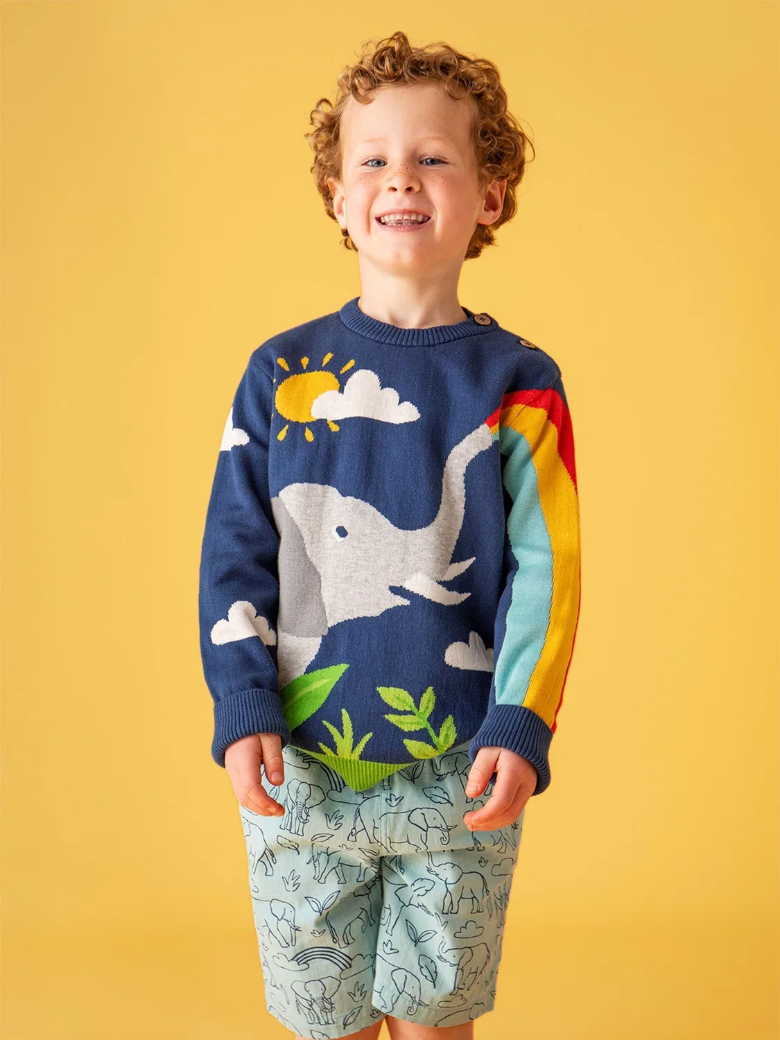 Джемпер с радужными полосами, модель Elwood Frugi, синий